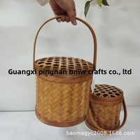 Panier de rangement alimentaire rond en bambou écologique de style chinois, emballage cadeau