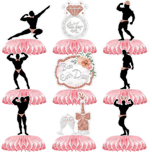 Set di 9 Divertenti Centrotavola a Nido d'Ape per Feste Maschili, Accessori per Addio al Nubilato, Decorazioni per Tavolo - Product Image 1