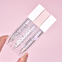 Tubes de brillant à lèvres carrés uniques et transparents de 7 ml avec boîte, étiquette personnalisée, tubes vides pour huile à lèvres, emballage cosmétique en gros