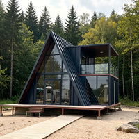 Maison en bois moderne à ossature tubulaire carrée en acier, écologique, alimentée à l'énergie solaire, étanche et durable, 20/40 pieds, pour usage commercial