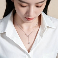 Collier pendentif croix en forme de Y infini en argent sterling 925 plaqué rhodium/or avec moissanite 1 carat VVS, tendance et très vendu pour femme