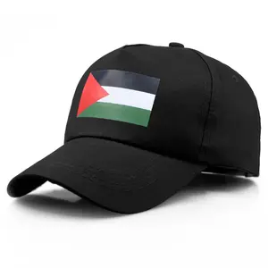 도매 사용자 정의 팔레스타인지도 로고 야구 모자 인쇄 패턴 팔레스타인 깃발 5 패널 곡선 챙 스포츠 모자 모자