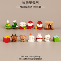 Figurines miniatures en résine de Noël, rennes, bonhomme de neige, décoration de bureau DIY