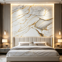 Panneau mural en PVC marbré brillant moderne pour la décoration intérieure, matériau PVC imperméable pour les salles de bain et les hôtels