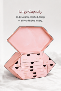 Pink Geometric Jewelry <b>Storage</b> Box with Drawers Large Capacity Makeup Organizer for Necklace <b>Ring</b> Earrings and Accessories - Product Image 3