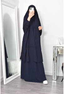 Conjunto de 2 piezas de Abaya de Jilbab musulmán para mujer, vestido de oración musulmán, Color sólido, Dubái, árabe, Jilbab, venta al por mayor - Product Image 4