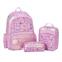 Ensemble de sac à dos scolaire, sac à lunch et trousse à crayons personnalisés pour enfants, filles, mignon, kawaii, imperméable, avec fermeture éclair