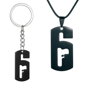 Accessoires Créatifs Arc-en-ciel pour Films et Télévision Populaires Européens et Américains Collier pendentif en alliage 6 Alloy avec chaîne en corde noire R6 et porte-clés - Product Image 4