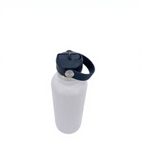 Bouteille d'eau isotherme personnalisée en acier inoxydable OEM avec poignée et paille rabattable pour le sport, la gym, les activités de plein air et les voyages, 22oz/650ml