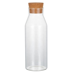 Handmade empty clear storage glass jars with cork lids