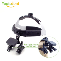 Loupes dentaires LED à 48 degrés, réglage 5X, loupes chirurgicales montées sur la tête, alimentées électriquement, avec 2 batteries, certifiées CE