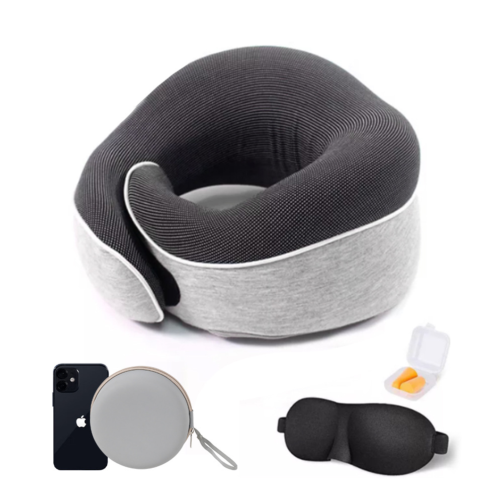 Boîte de rangement gris clair, masque pour les yeux et bouchons d'oreilles
