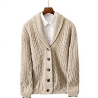 Nouveau Cardigan Homme Automne Hiver, Fermeture Éclair ODM, Motif Torsadé, Veste Épaisse Tricotée Ample et Chaude, Vente en Gros
