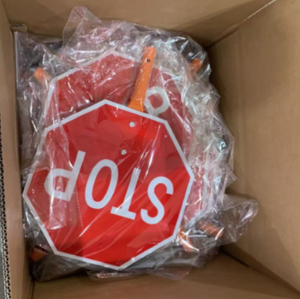 Panneaux de signalisation réfléchissants en aluminium de 12 pouces, type « Stop/Slow », enroulables, avec poignée en fer - Product Image 5
