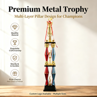 Trophée de championnat en plastique multicouche de qualité supérieure, coupe de récompense sportive avec logo personnalisé, plusieurs tailles pour événements scolaires et d'entreprise