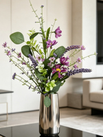 Bouquet de fleurs artificielles mélangées avec eucalyptus, tiges de fleurs sauvages artificielles pour vase de maison, décoration de mariage et de ferme