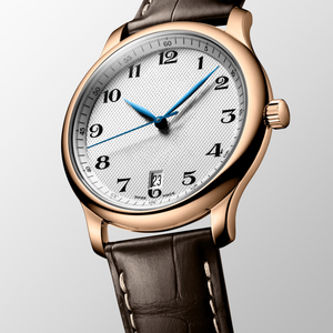 Reloj Mecánico Automático para Hombre, Caja de Oro Rosa, Manecillas Azules, Correa de Cuero Marrón, Ventana de Fecha, Reloj de Pulsera Clásico Longinesing - Product Image 3