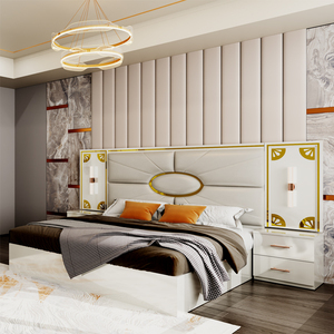 Set di camere da letto in legno MDF semplice e completo camera da letto king Size camera da letto doppia struttura in legno di lusso moderno Set di mobili per la camera da letto - Product Image 3