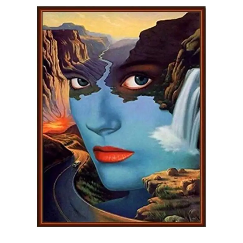 Point de croix modèles personnalisés de montagnes et de rivières beau visage paysage série salon peinture décorative