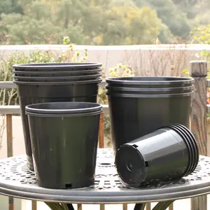 Promozione a basso prezzo durevole da 1 a 25 galloni fioriera in plastica nera vasi da vivaio per piantine di fiori