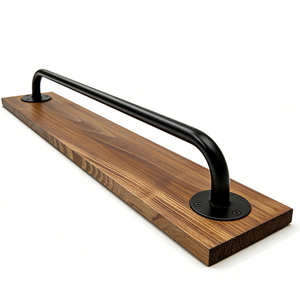 <span class=keywords><strong>Porte</strong></span>-serviettes mural rustique en métal et bois, barre de 70 cm pour une seule serviette - Product Image 5