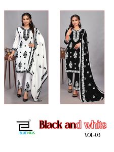 Pantalon Kurti tendance en rayonne noire et blanche avec design élégant Dupatta parfait pour les occasions spéciales disponibles à un prix abordable - Product Image 6