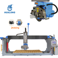 Máquina de Corte de Piedra CNC HUALONG de 5 Ejes con Software Italiano 825, Sierra de Puente con Mesa de Contrapunto para Cortar Mármol y Azulejos