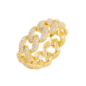 YNJU <span class=keywords><strong>925</strong></span> <span class=keywords><strong>argento</strong></span> Sterling 18k oro elegante Per <span class=keywords><strong>grammo</strong></span> pavé anello a catena di diamanti cubani - Product Image 1