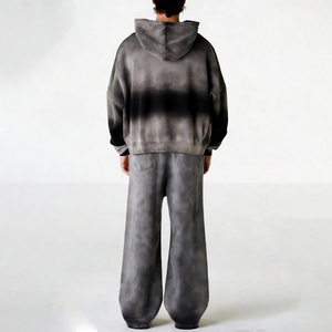 Custom Washed Pullover Sweatshirt and pants <b>set</b> Breathable Cotton Fleece Men's Hoodie Tracksuit <b>Set</b> Wholesale - Product Image 5