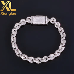 Manufacture Custom Moissanite Fine Luxury Copper Bracelets 8mm Chain Link Fine Jewelry Women <b>Men</b> Hop Bracelets - Product Image 2