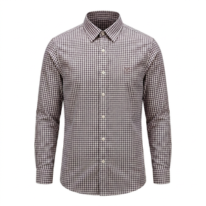Chemise habillée homme en fibre de bambou et coton, à manches longues, à carreaux vichy, coupe ajustée, extensible, infroissable, style business décontracté - Product Image 1