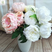 Hot Sale European Style Kunstseide 5 Köpfe Runde Pfingstrose Blumen Weiß Für Hochzeit Home Party Dekorative Blume