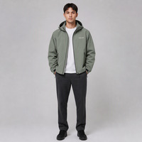 Veste coupe-vent à capuche pour homme, fermeture éclair intégrale, col montant, poches zippées, poignets à scratch, cordon de serrage à l'ourlet, légère, production OEM
