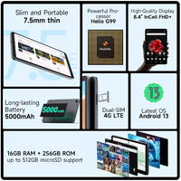 Alldocube iPlay50 Mini Pro Tablet 8.4 pouces Android13 Helio G99 8GB RAM 256GB ROM Dual SIM Card 4G Tablet PC