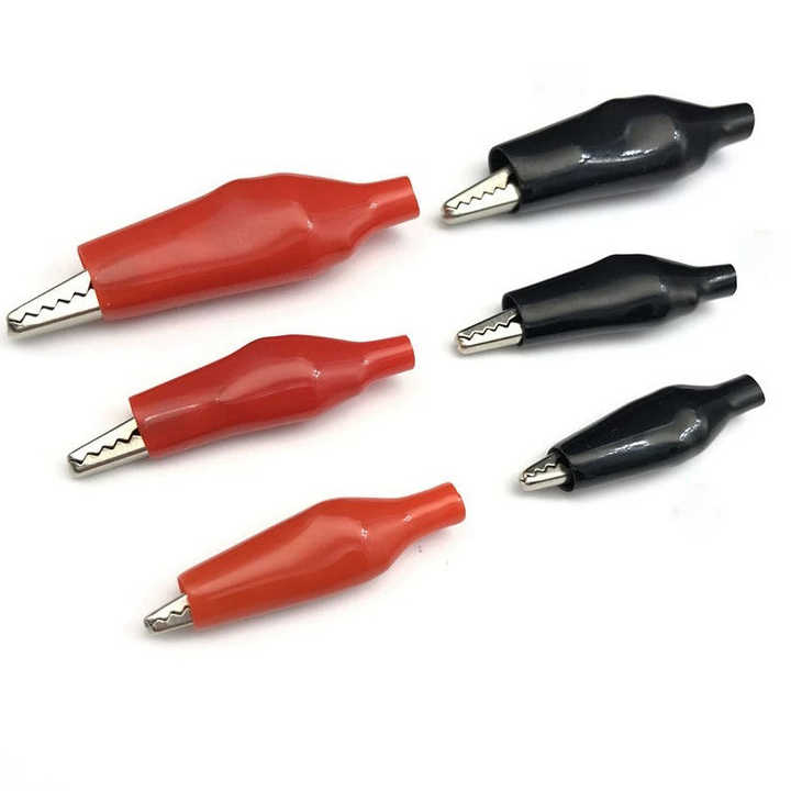 Stri 60Pcs 28mm Metal Alligator Clip Crocodile Electrical Clamp Testing Probe Meter With Plastic Boot Car Auto Battery Red Black