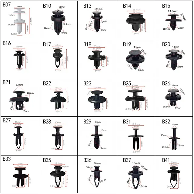 Clips de retenue de panneau de bouclier en Nylon noir, Clips de garniture automatique