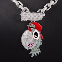 Pendentif Moissanite en argent S925 personnalisé Hip-Hop & Cross-Border Animal-Shape Parrot Charm Direct Factory Source