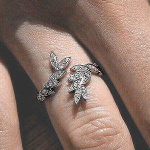 Anello Aperto con Foglie Floreali Botaniche per Donne, Ramo di Olivo, Gioiello Elegante e alla Moda - Product Image 3