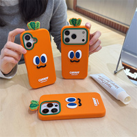 Coque de téléphone portable en silicone 3D mignonne motif carotte orange pour iPhone 17 Air 16 15 14 13 Pro Max, coque arrière souple en caoutchouc motif dessin animé souriant style ins