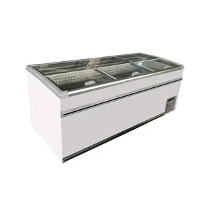 frost free top glass lid commercial freezer display frozen food meat island deep chest refrigerator