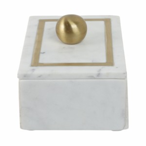 Scatola decorativa in marmo con pomello in ottone e intarsi per gioielli, oggetti di valore e decorazioni per la casa - Product Image 3