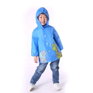 Imperméable bleu en PVC avec logo personnalisé pour enfants imperméable imperméable EVA matériel pour enfant asiatique imperméable élégant pour bébé vente en gros très bon marché