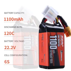 SUNPADOW 6S 1100mAh Lipo Battery For RC Airplane Helicopter Drone FPV Quadcopter With 22.1V 120C With XT60 Plug For Lipo Battery