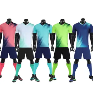 In stock football training short sleeves t shirts shorts set custom jersey 2022 soccer kits