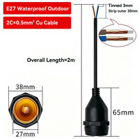 Douille de lampe à vis E27 étanche avec câble de 2 m, prise extérieure résistante aux intempéries, en PVC écologique + borne en cuivre pur, 3A, 100-250V, pour jardin