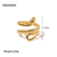 Vente en gros de bagues serpent en acier titane or 18 carats pour femmes, style ethnique rétro, coupe princesse, populaires pour les bijoux de style personnel