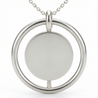 Collier personnalisé en acier inoxydable, collier rotatif rond avec nom ou logo personnalisé, bijoux de mode