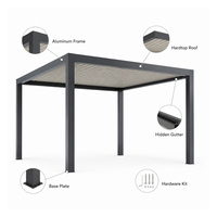 Tente à baldaquin en aluminium, grande, imperméable, résistante à la pluie, pour terrasse naturelle, pagode, gazebo, pavillon avec revêtement en poudre