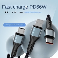 Kabel Pengisi Daya USB Tiga-dalam-Satu Horse Gift PD One-to-Three Braided Black dengan Konektor Type-C Lightning Micro USB untuk Pengisian Cepat