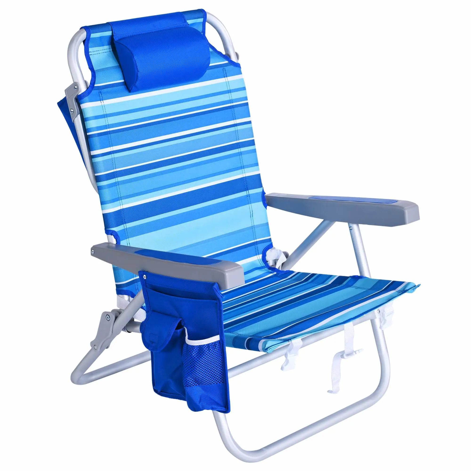 Silla de playa puede mentir, silla de mochila plegable portátil plana con bolsa refrigerada, césped al aire libre, Picnic, silla de pesca y Camping